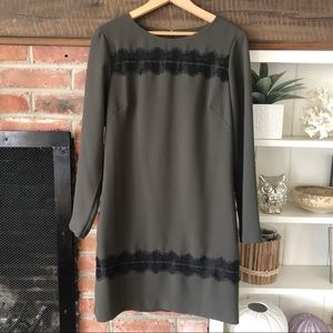 EUC Ann Taylor Dark Olive Black Lace Dress